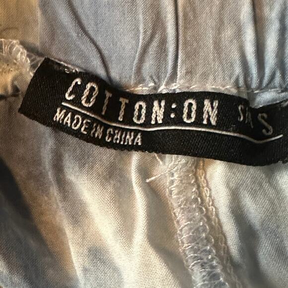 Cotton On Tie Dye Short Blue White SMALL Eyelet Lace Pockets Comfy Elastic Waist - Picture 4 of 4